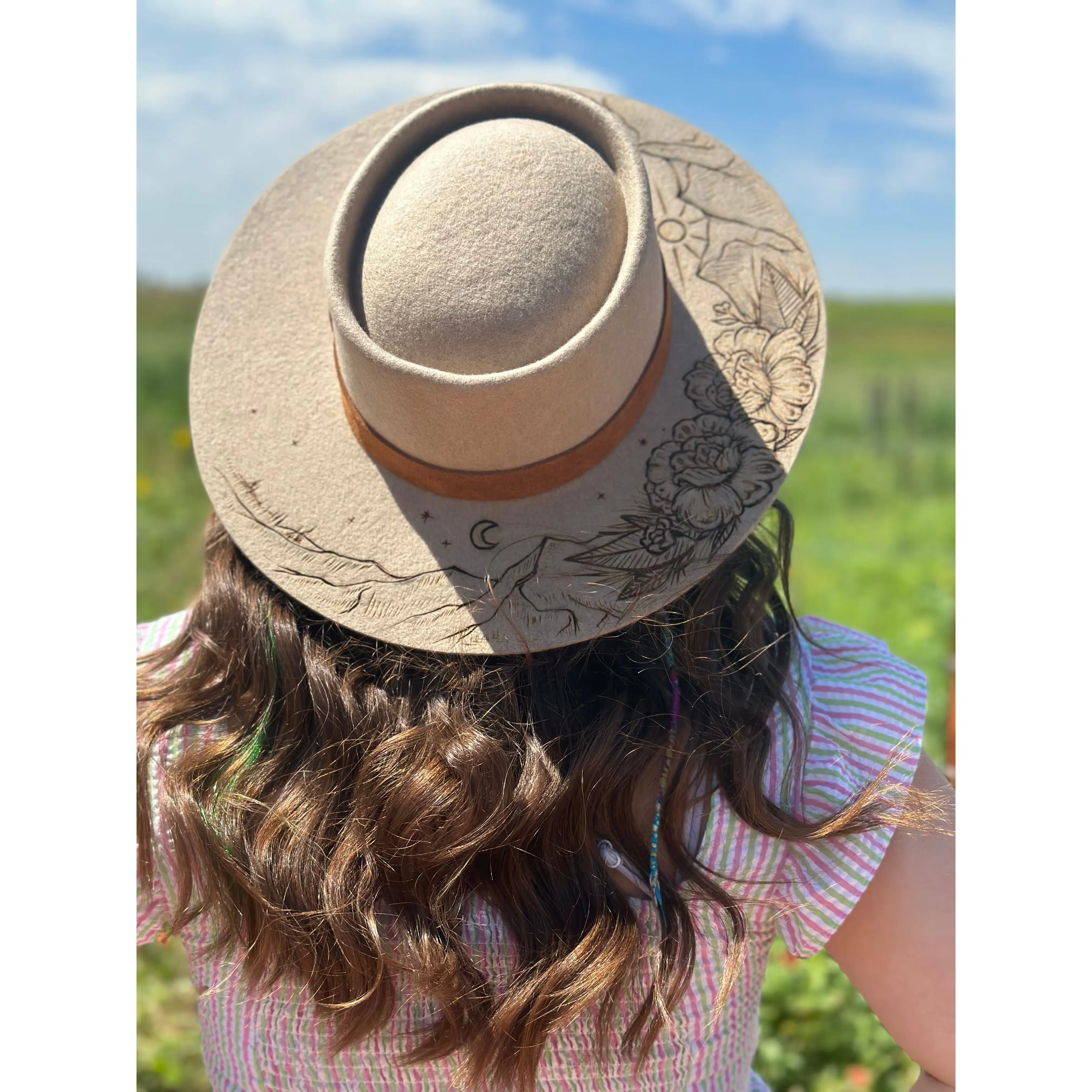 Mountain Flower Burned Hat