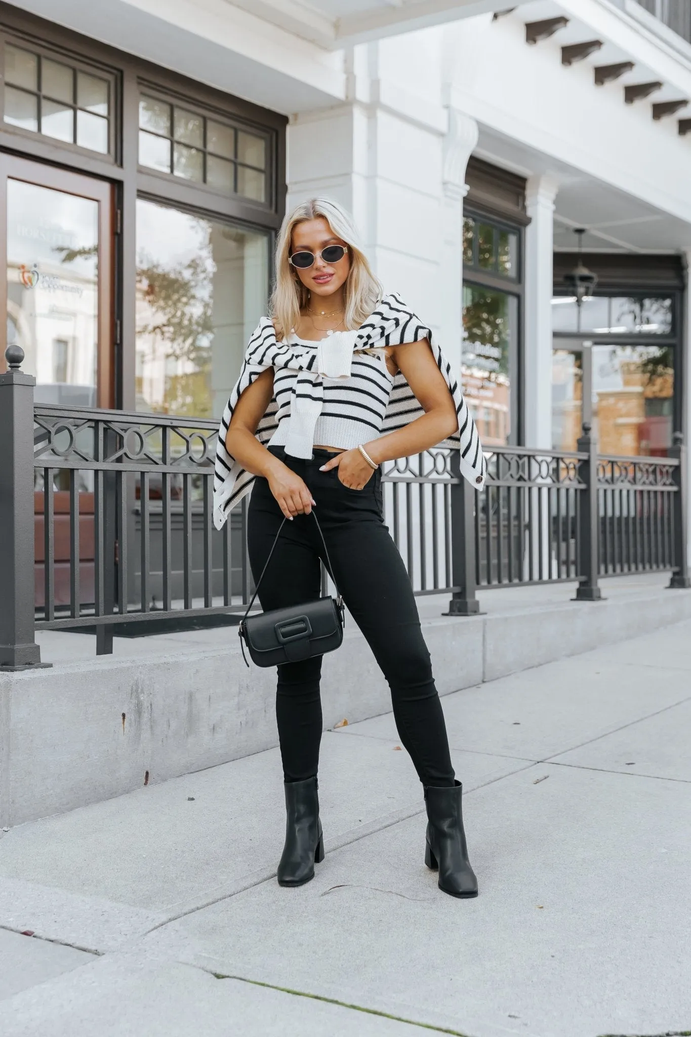 Natural And Black Striped Sweater Tank Top - FINAL SALE