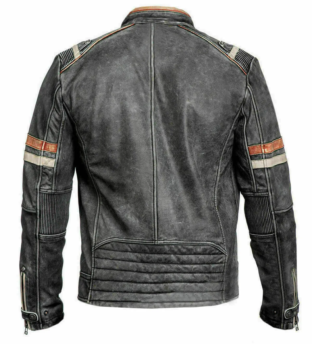 New Men's Retro 2 Cafe Racer Biker Vintage Motorcycle Distressed Moto Leather Jacket