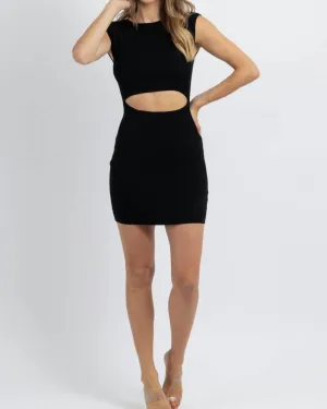 Nights Ribbed Mini Dress In Neon Black | Neon Black