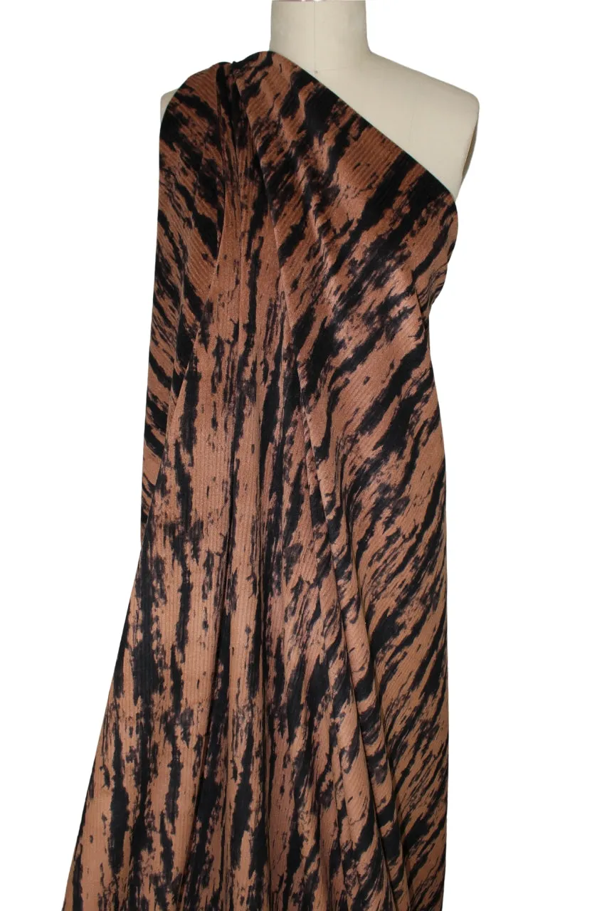 NY Designer Novelty Corded Stretch Velvet - Brown/Black