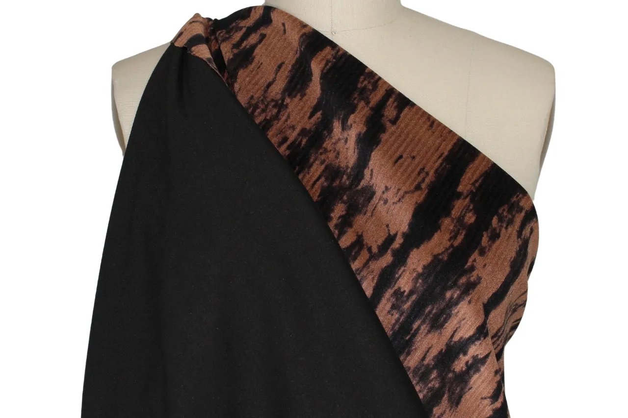 NY Designer Novelty Corded Stretch Velvet - Brown/Black