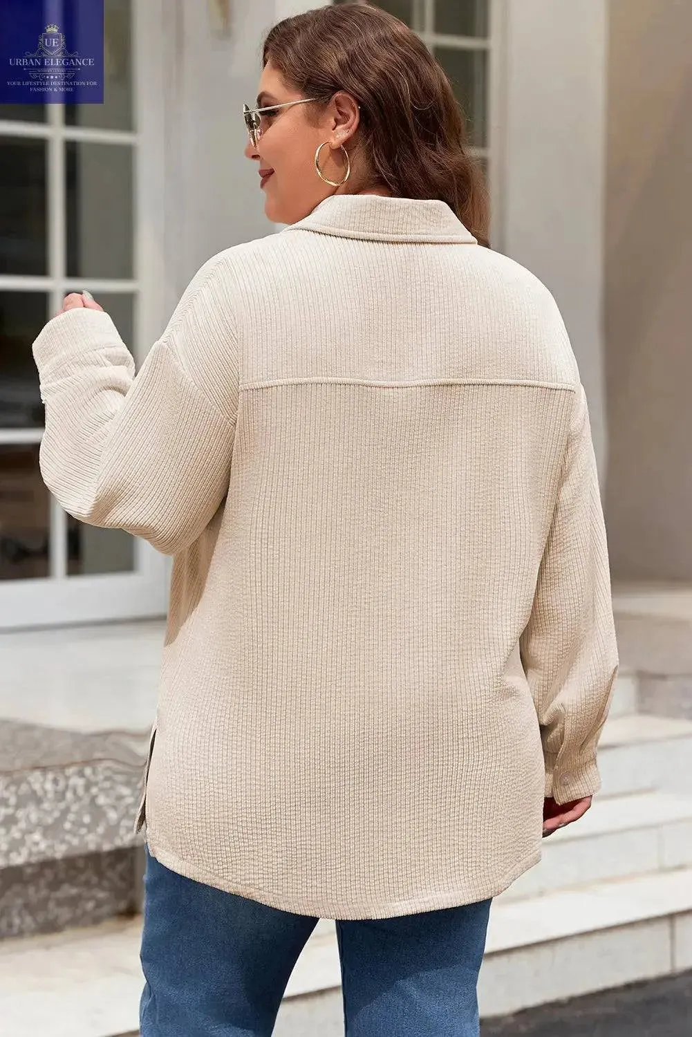 Oatmeal Textured Plus Size Shacket