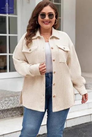 Oatmeal Textured Plus Size Shacket