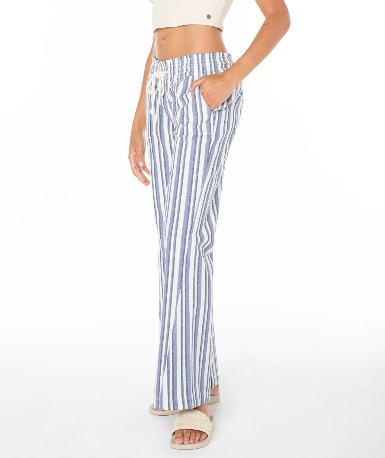 Oceanside Flared Beach Pants - Bijou Blue Bahia Stripe