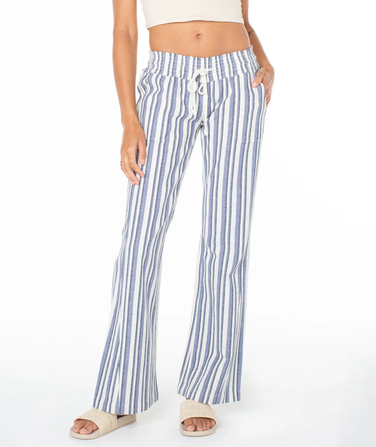 Oceanside Flared Beach Pants - Bijou Blue Bahia Stripe