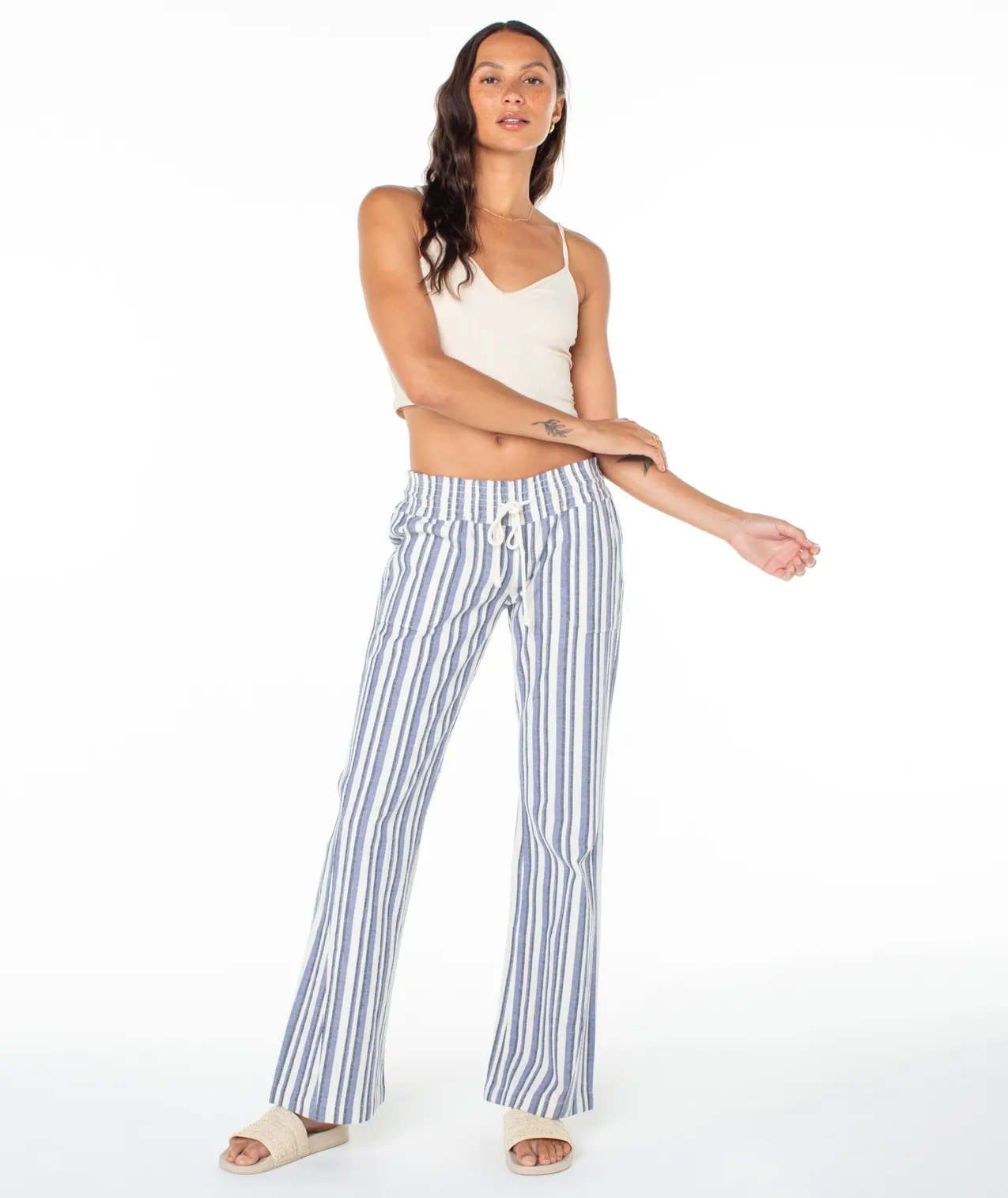 Oceanside Flared Beach Pants - Bijou Blue Bahia Stripe