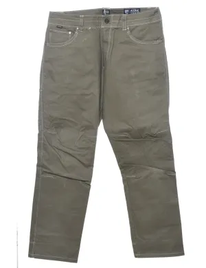 Olive Green Contrast Stitch Trousers - W34 L30