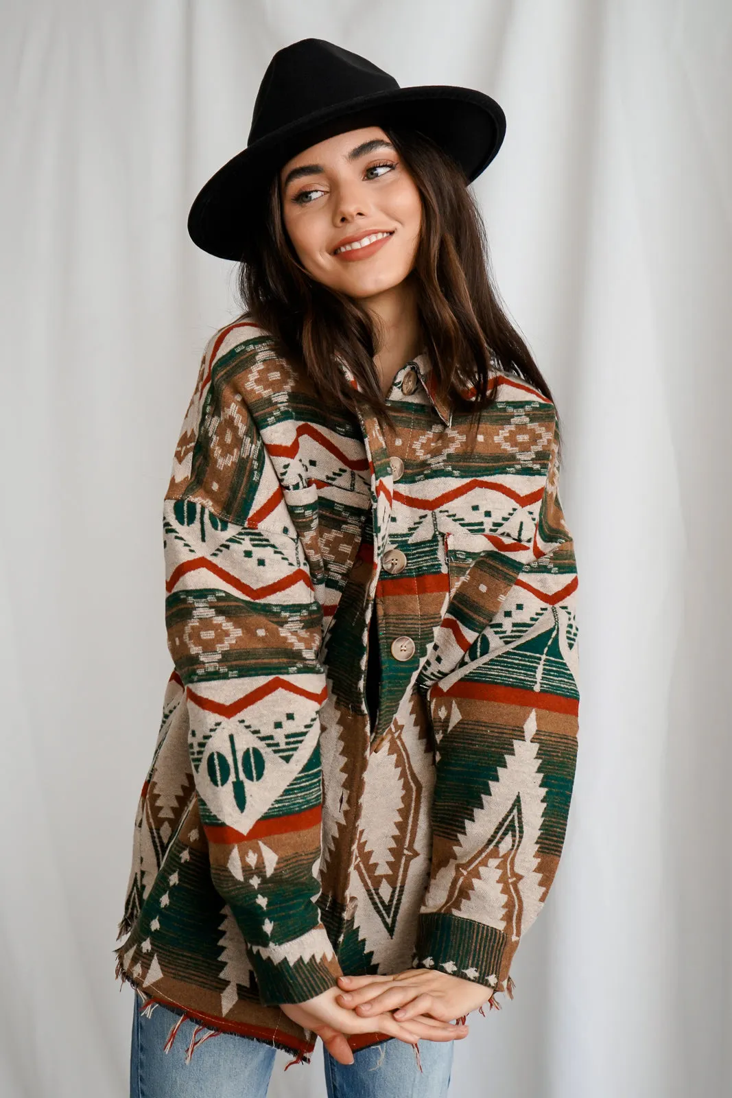 Oversized Aztec Shacket