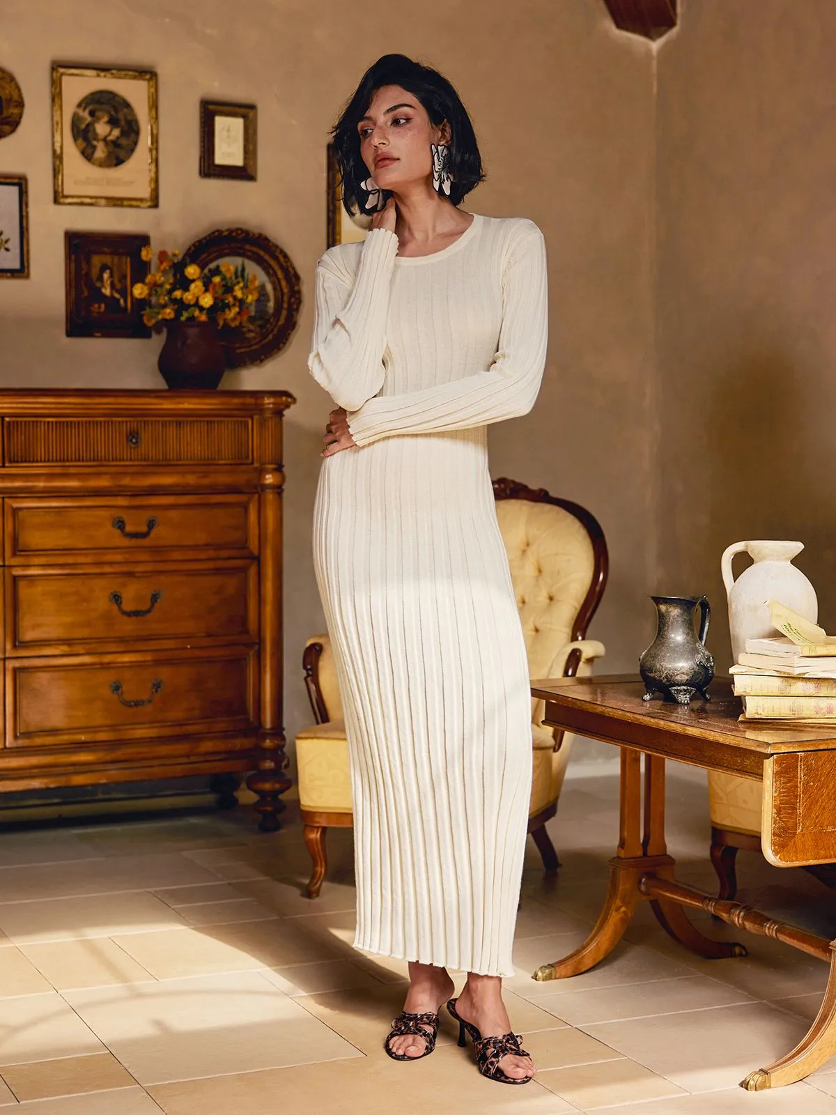 Pamelia Round Neck Knitted Maxi Dress