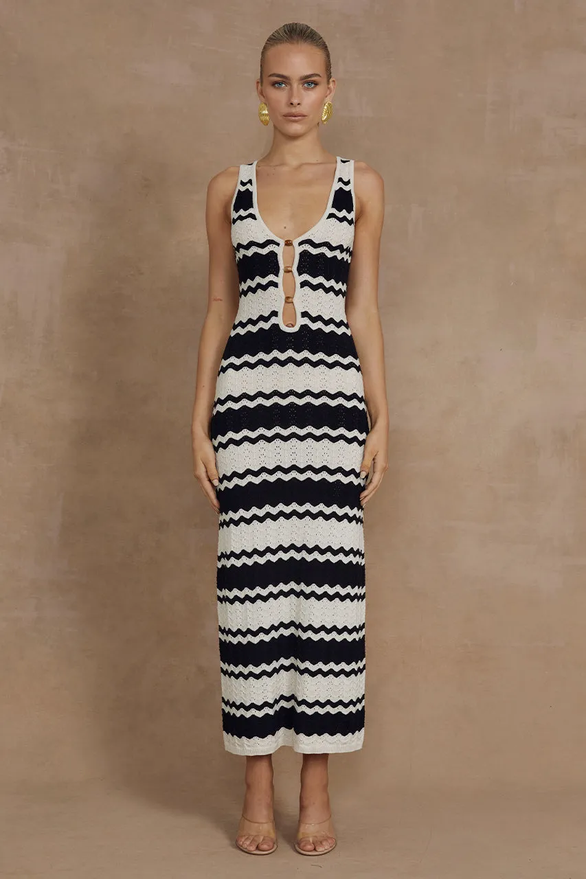 PANAMA MIDI DRESS - BLACK/SAND