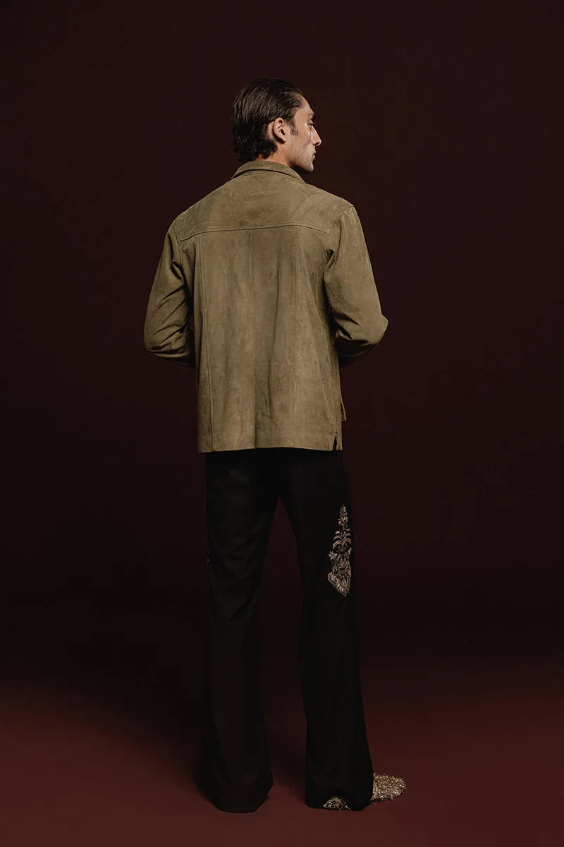 Pine Hand Embroidered Suede Shacket (Men)