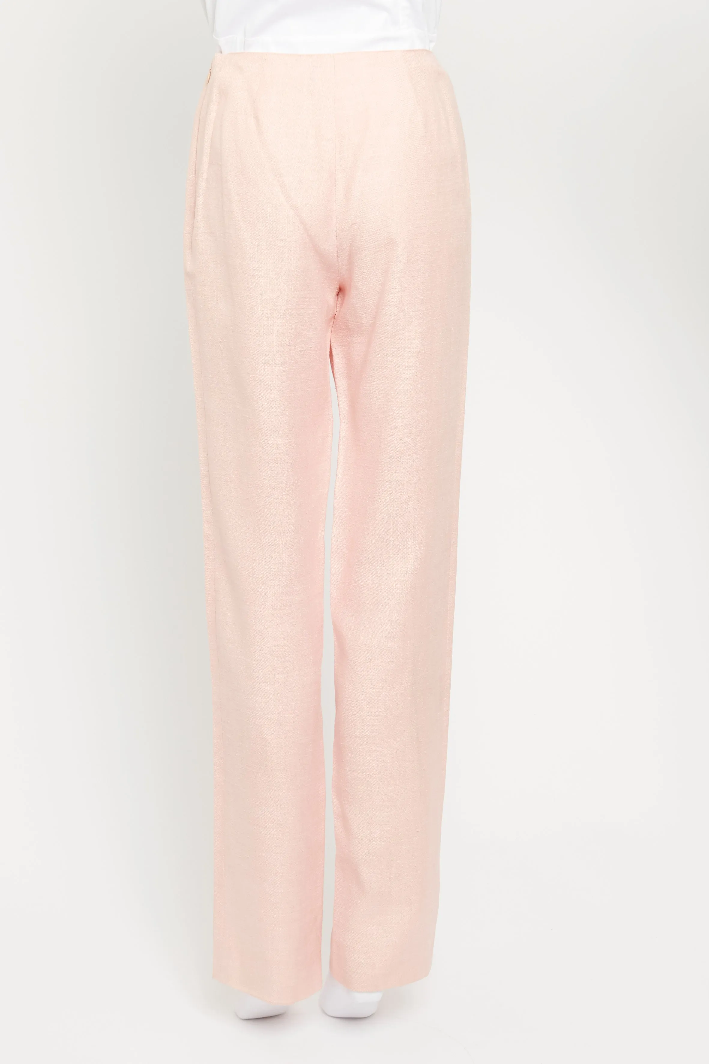 Pink Silk CC Detail Preowned Trousers