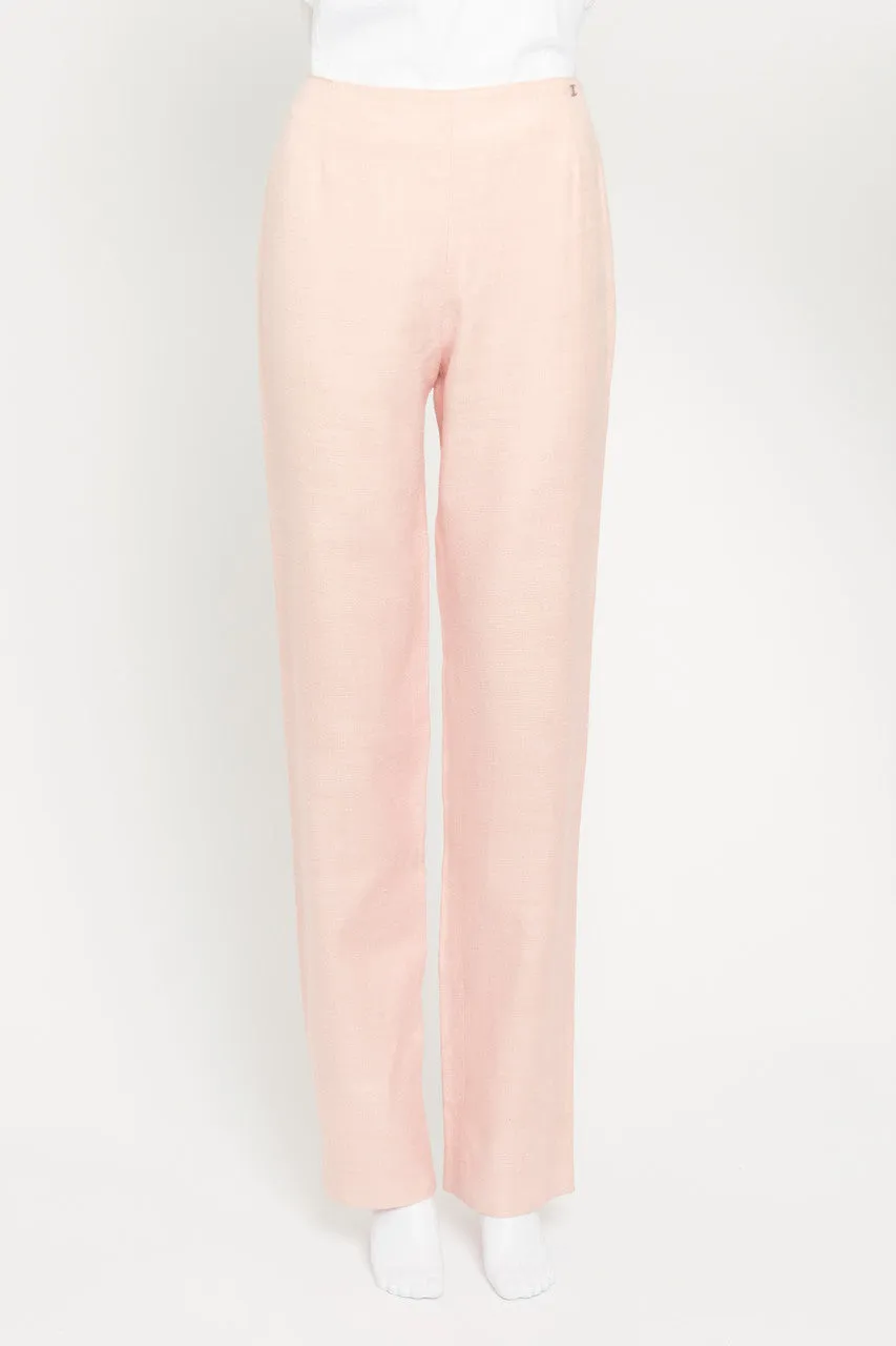 Pink Silk CC Detail Preowned Trousers