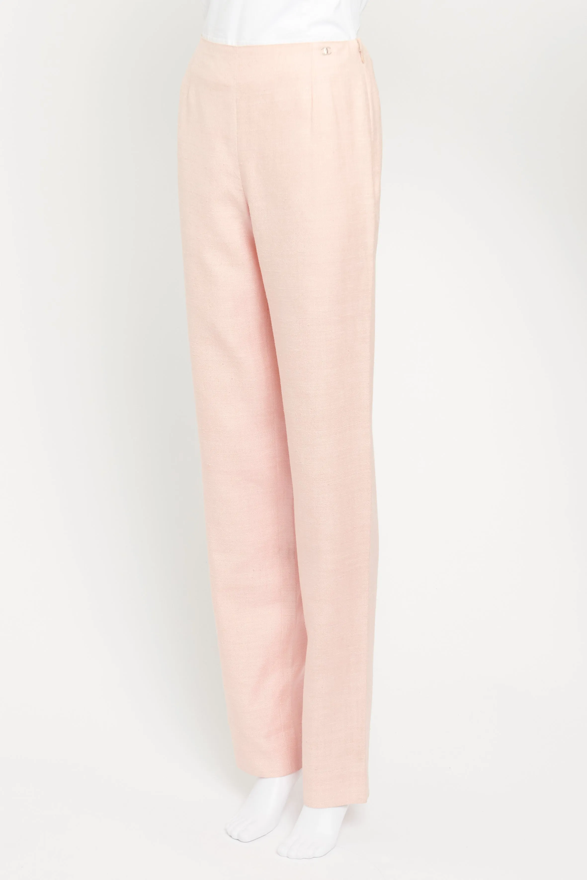 Pink Silk CC Detail Preowned Trousers