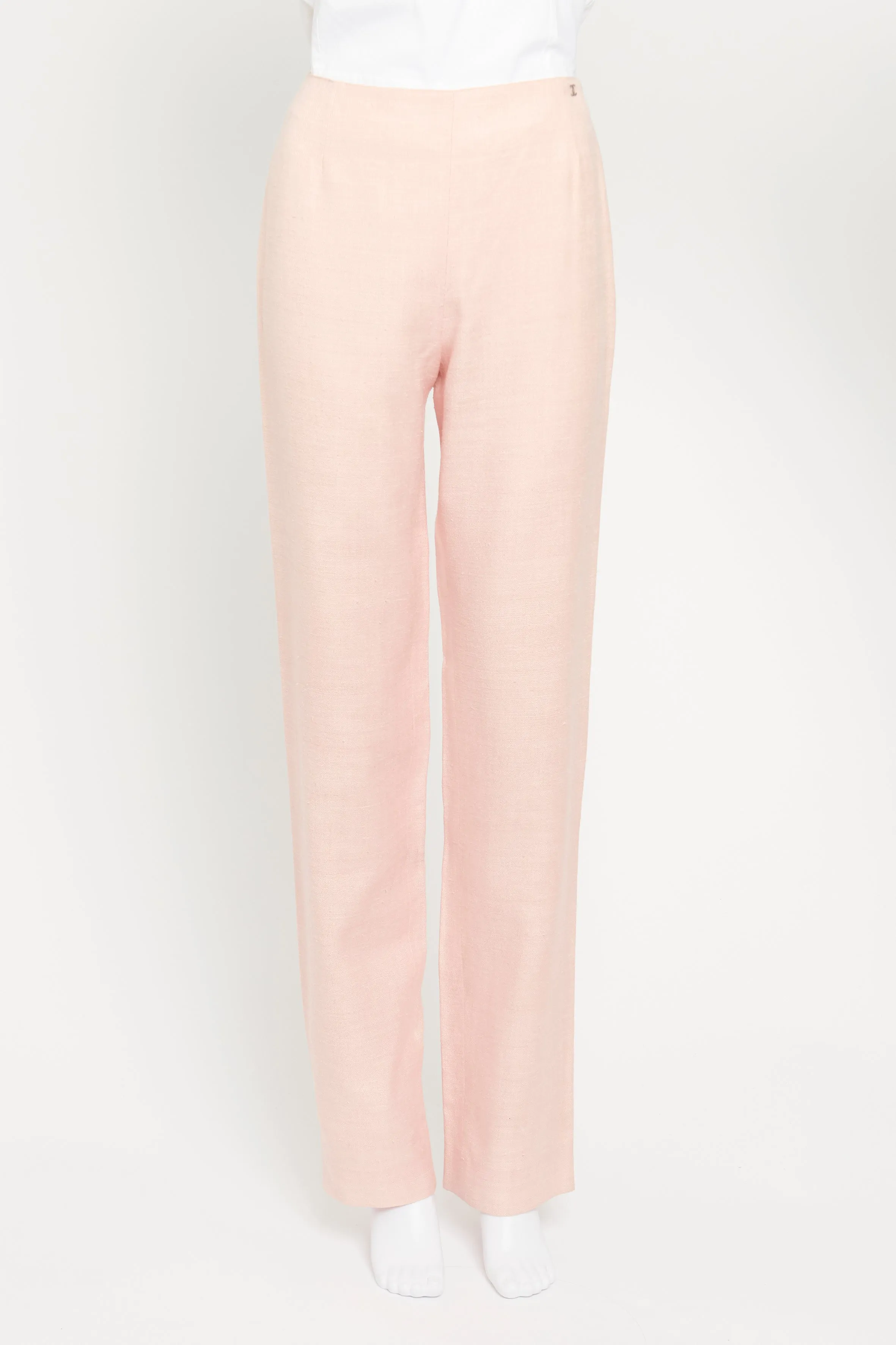 Pink Silk CC Detail Preowned Trousers