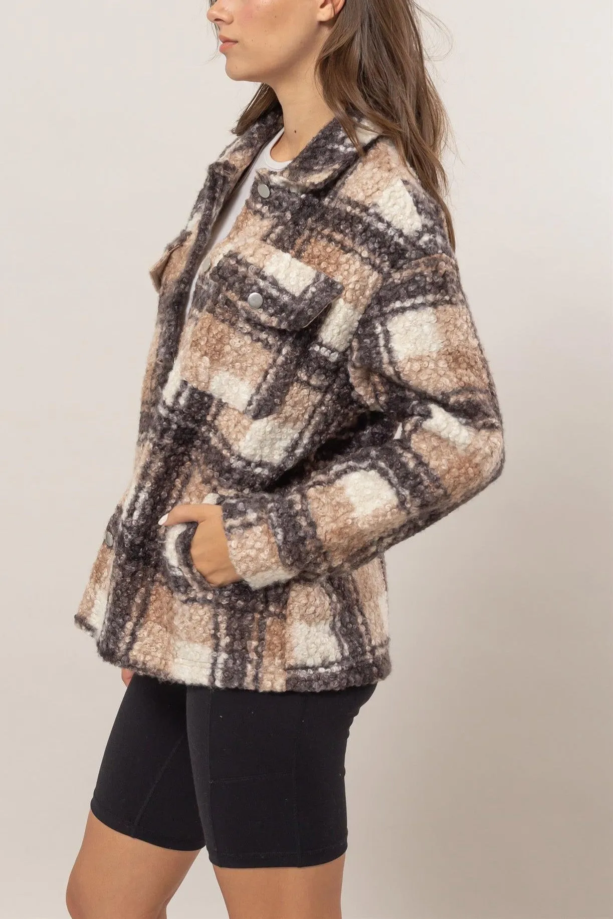 Plaid Boucle Shacket