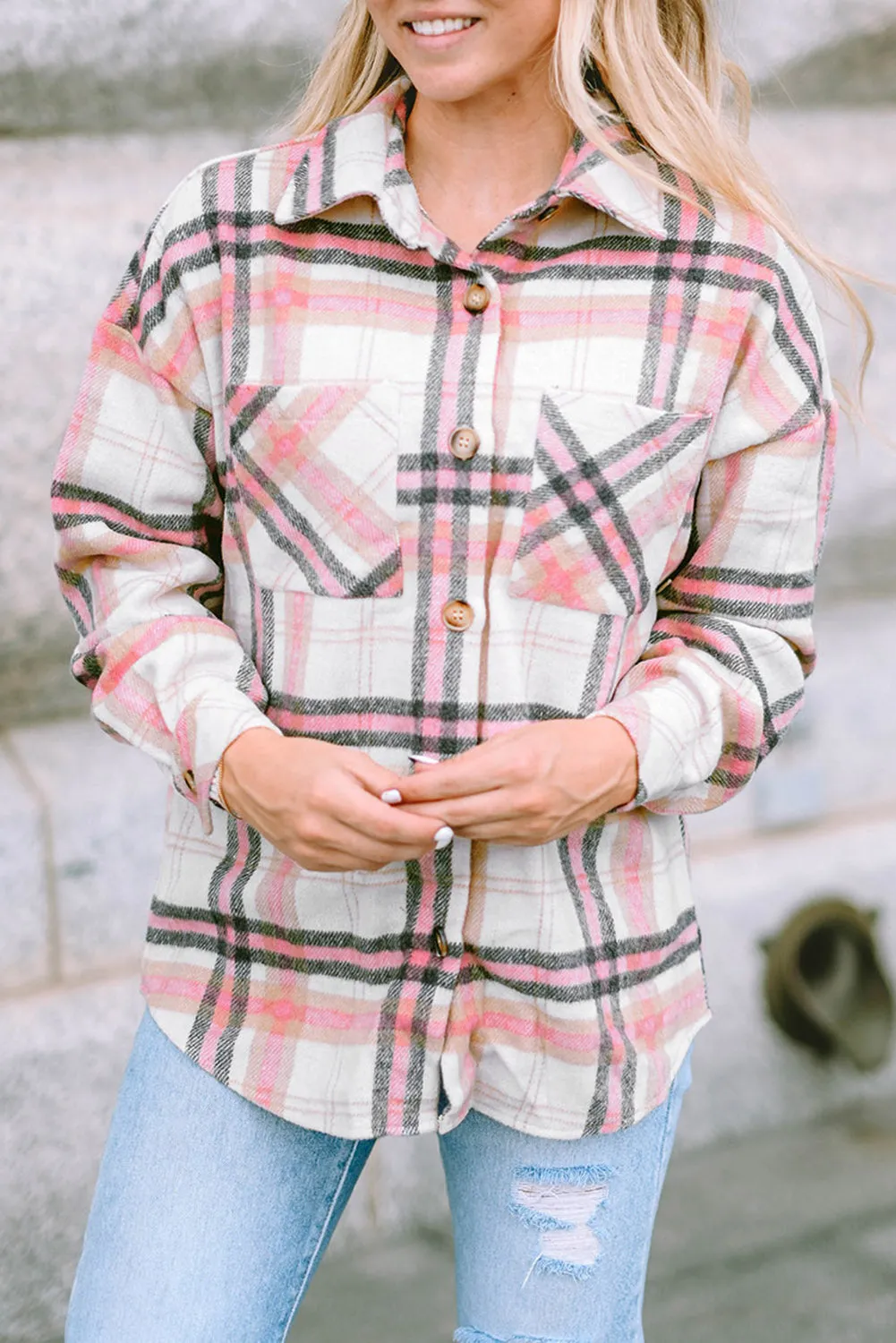 Plaid Button Chest Pocket Shacket