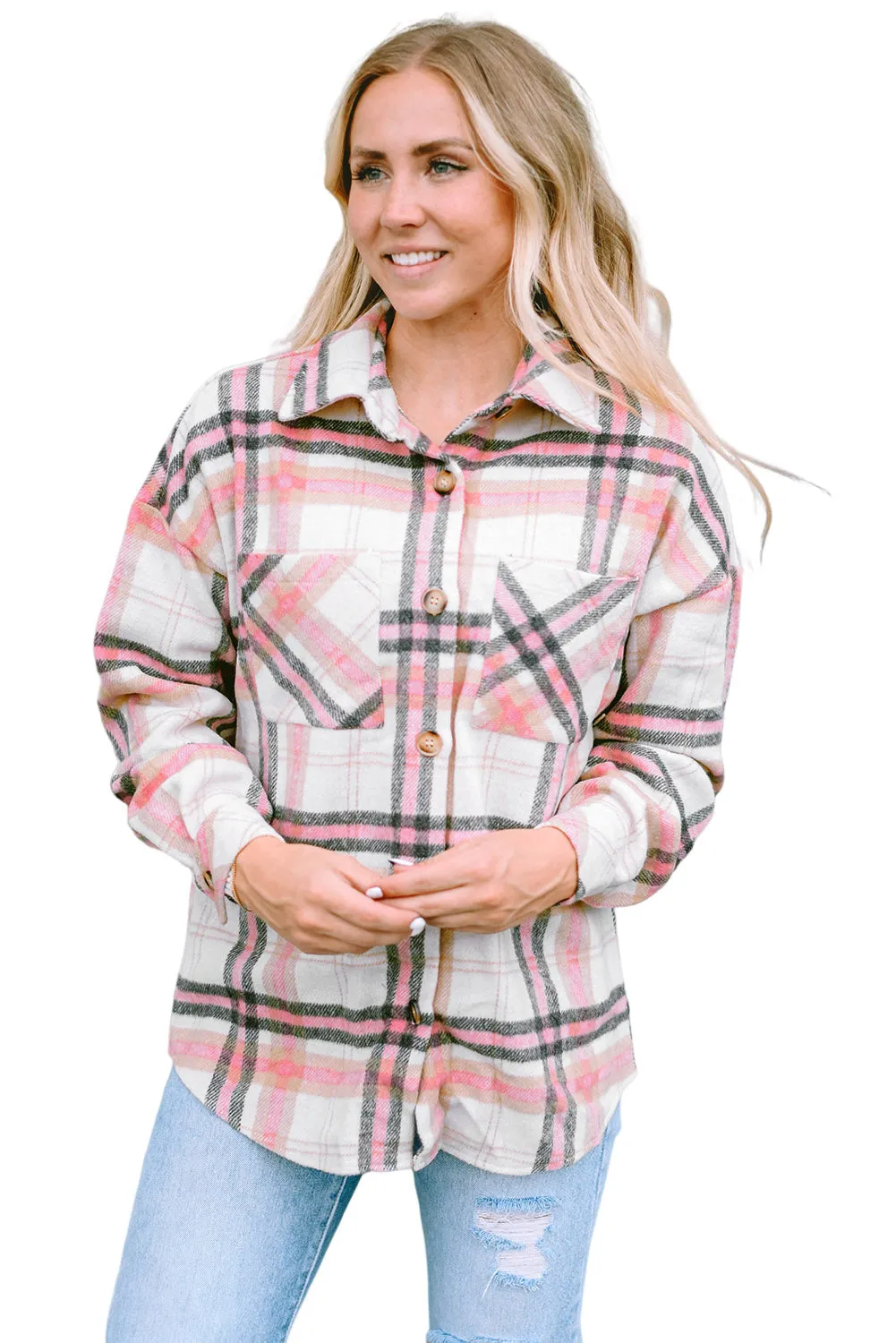 Plaid Button Chest Pocket Shacket