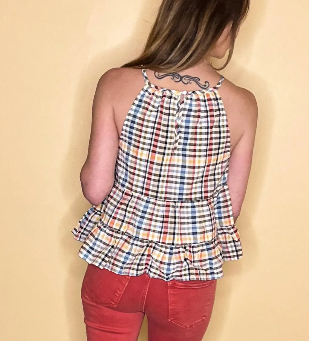 Plaid Perfection Sleeveless Babydoll Top