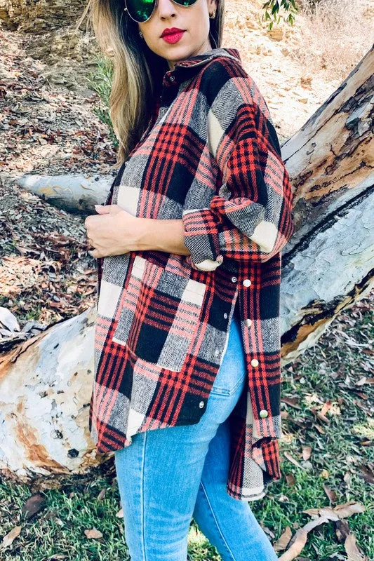 Plaid Printed Shirt Jacket