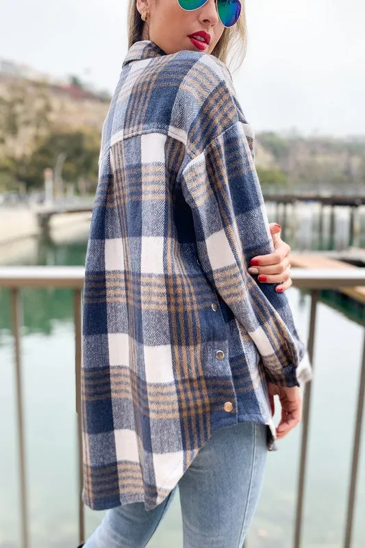 Plaid Printed Shirt Jacket