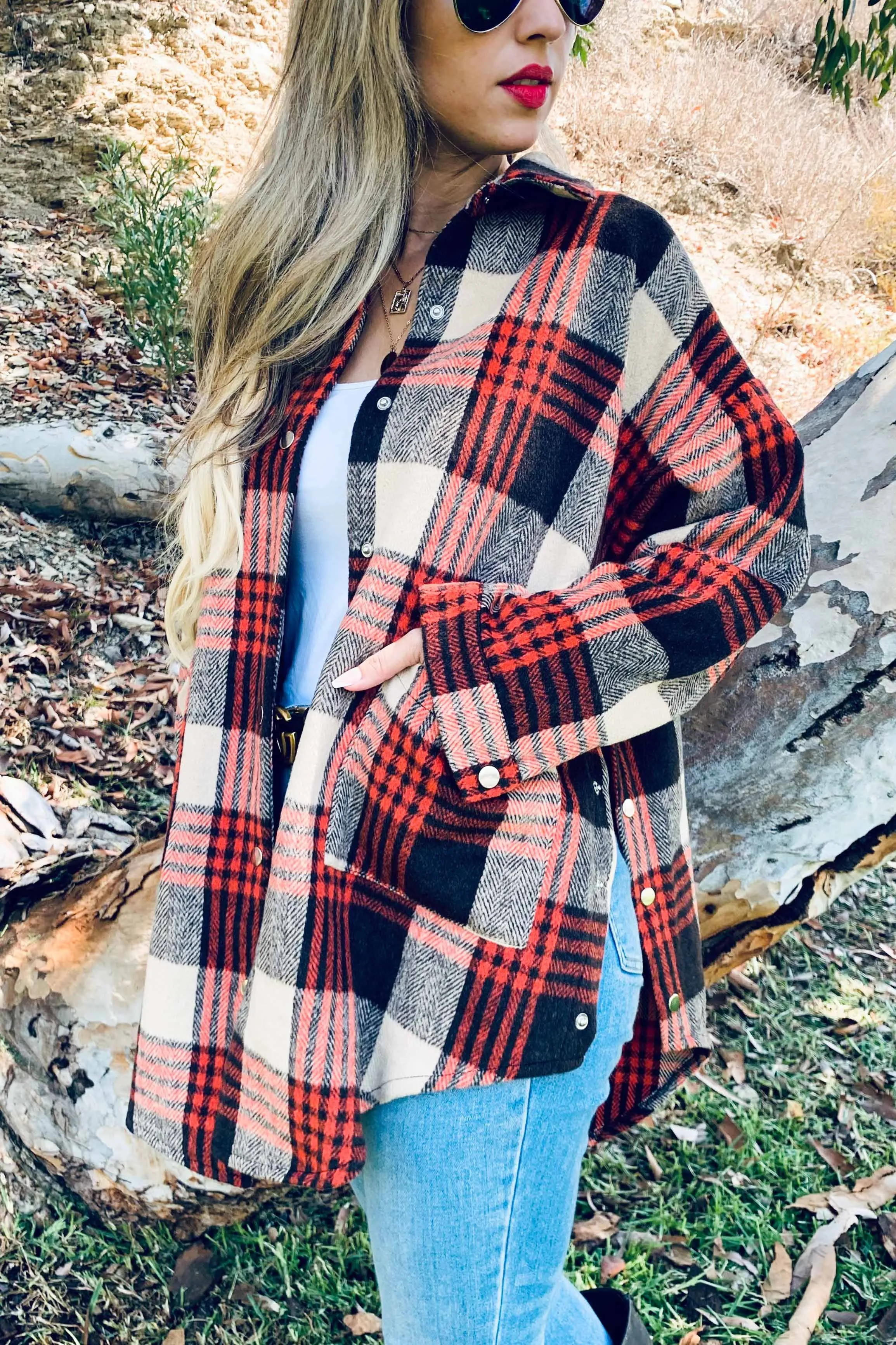 Plaid Printed Shirt Jacket