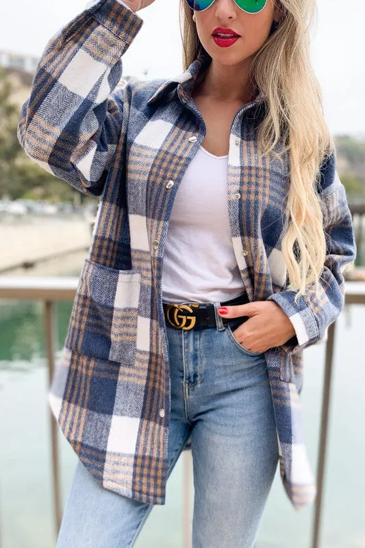 Plaid Printed Shirt Jacket