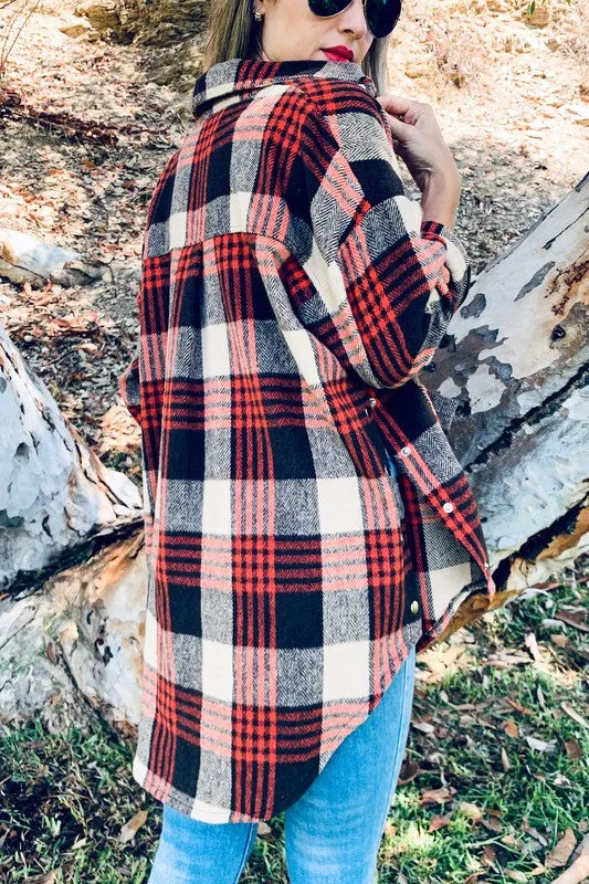 Plaid Printed Shirt Jacket