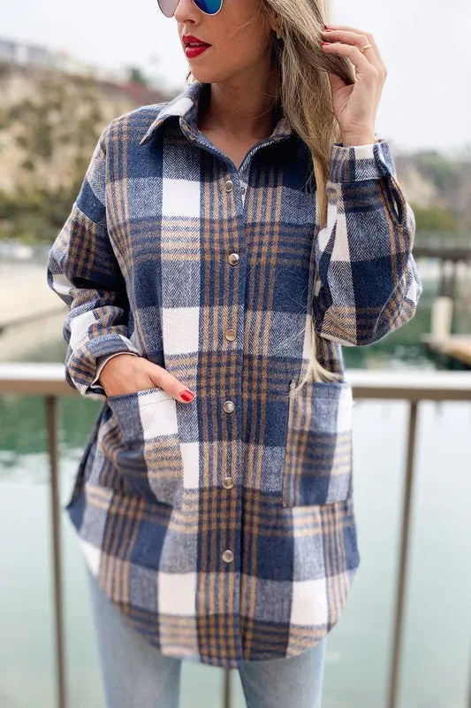 Plaid Printed Shirt Jacket