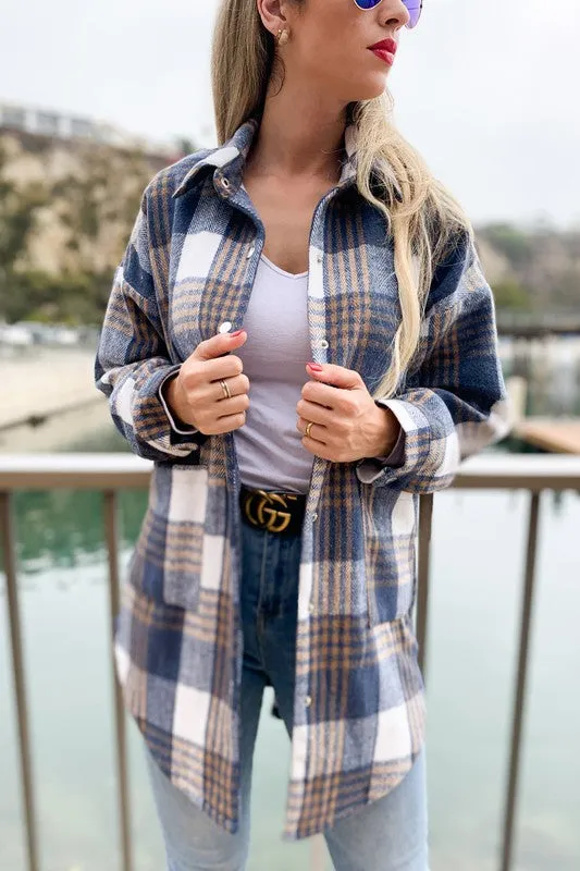 Plaid Printed Shirt Jacket