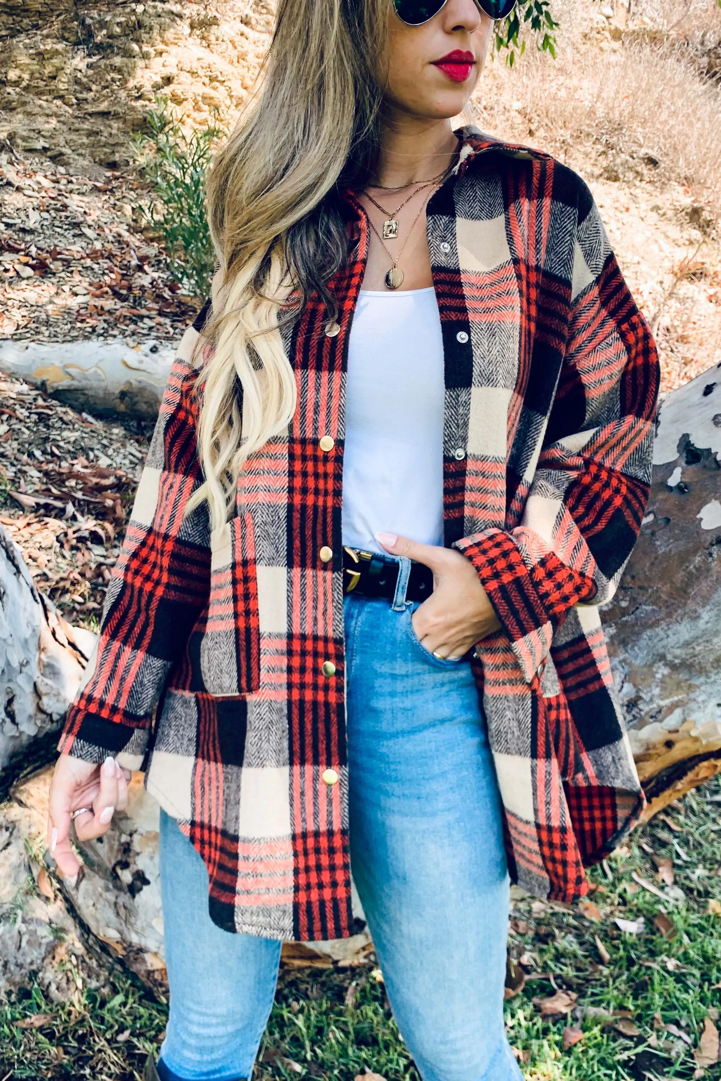 Plaid Printed Shirt Jacket