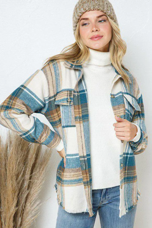 Plaid Shacket with Front Pockets