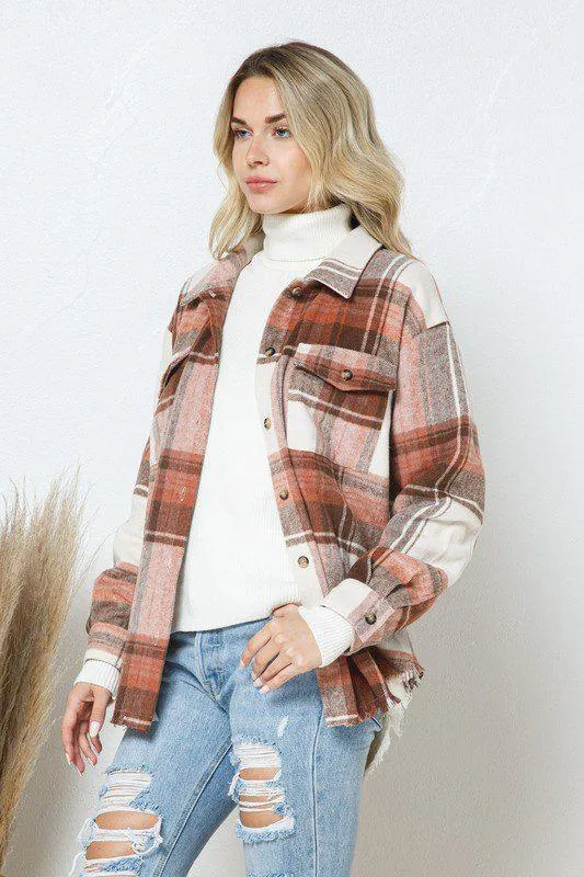 Plaid Shacket with Front Pockets