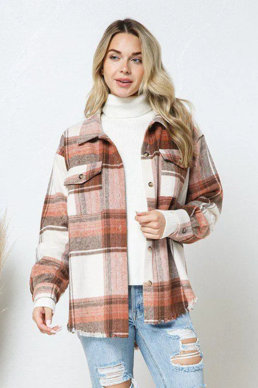 Plaid Shacket with Front Pockets