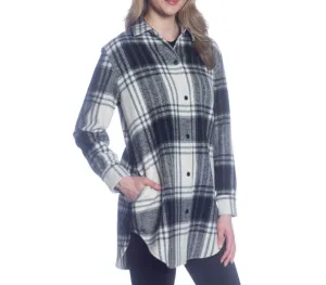 Plaid Shirt Jacket in Black & White Plaid