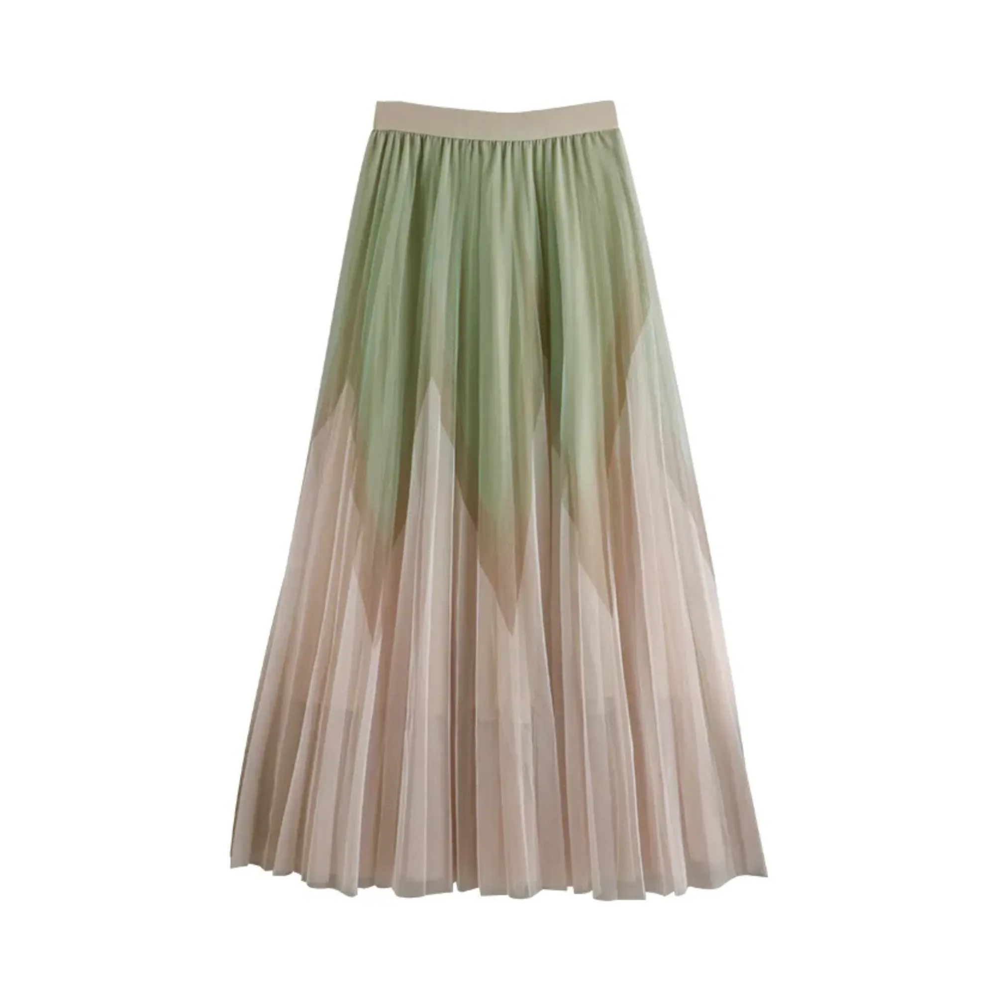 Pre Order:  Layered Pleated Mesh Midi Skirt