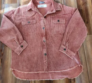 red corduroy shacket