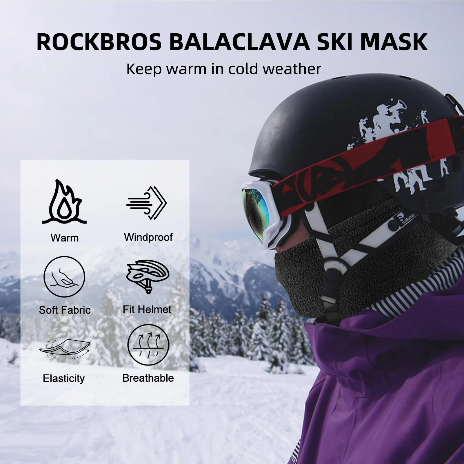 ROCKBROS Cold Weather Windproof Thermal Winter Balaclava Ski Mask Neck Warmer Hood