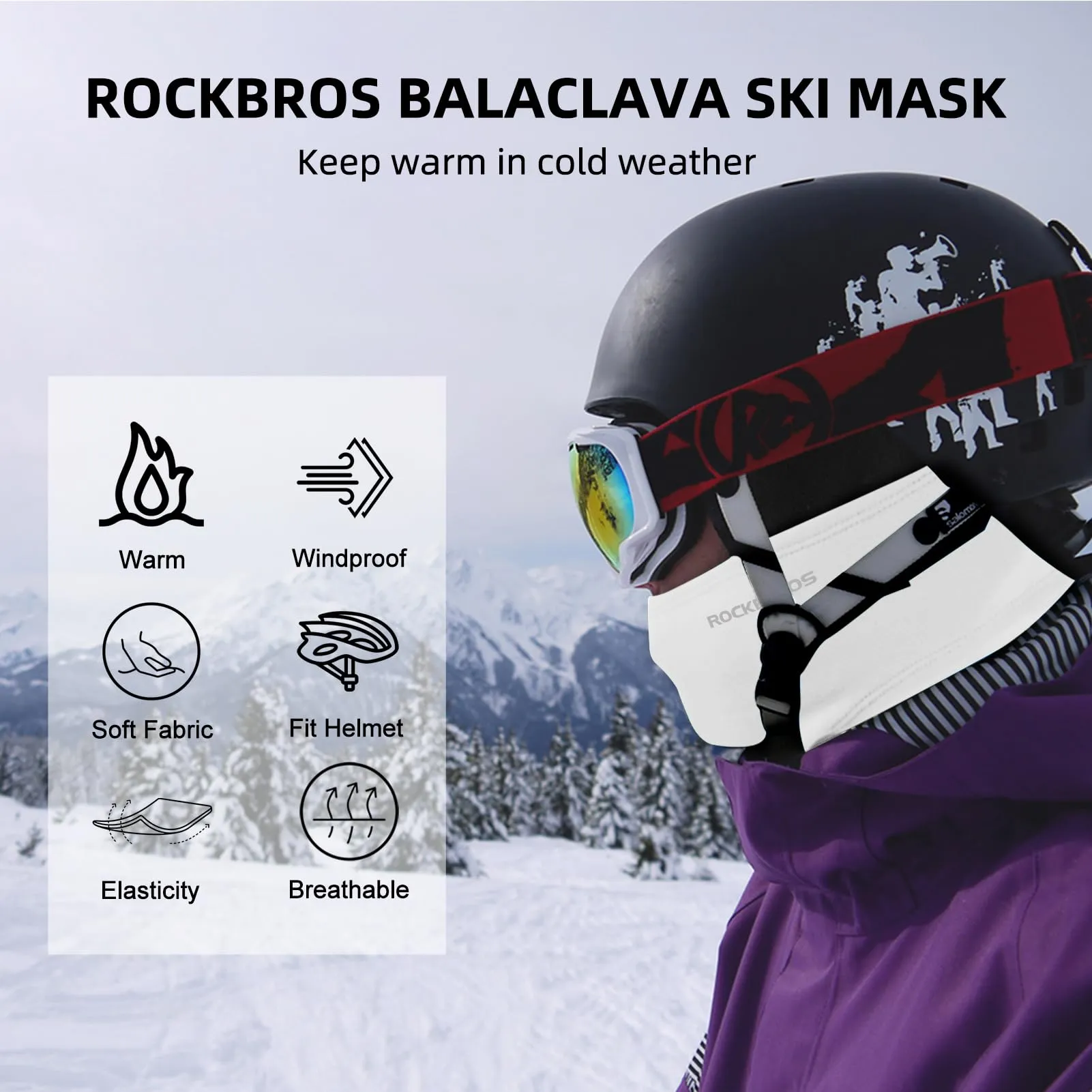 ROCKBROS Cold Weather Windproof Thermal Winter Balaclava Ski Mask Neck Warmer Hood