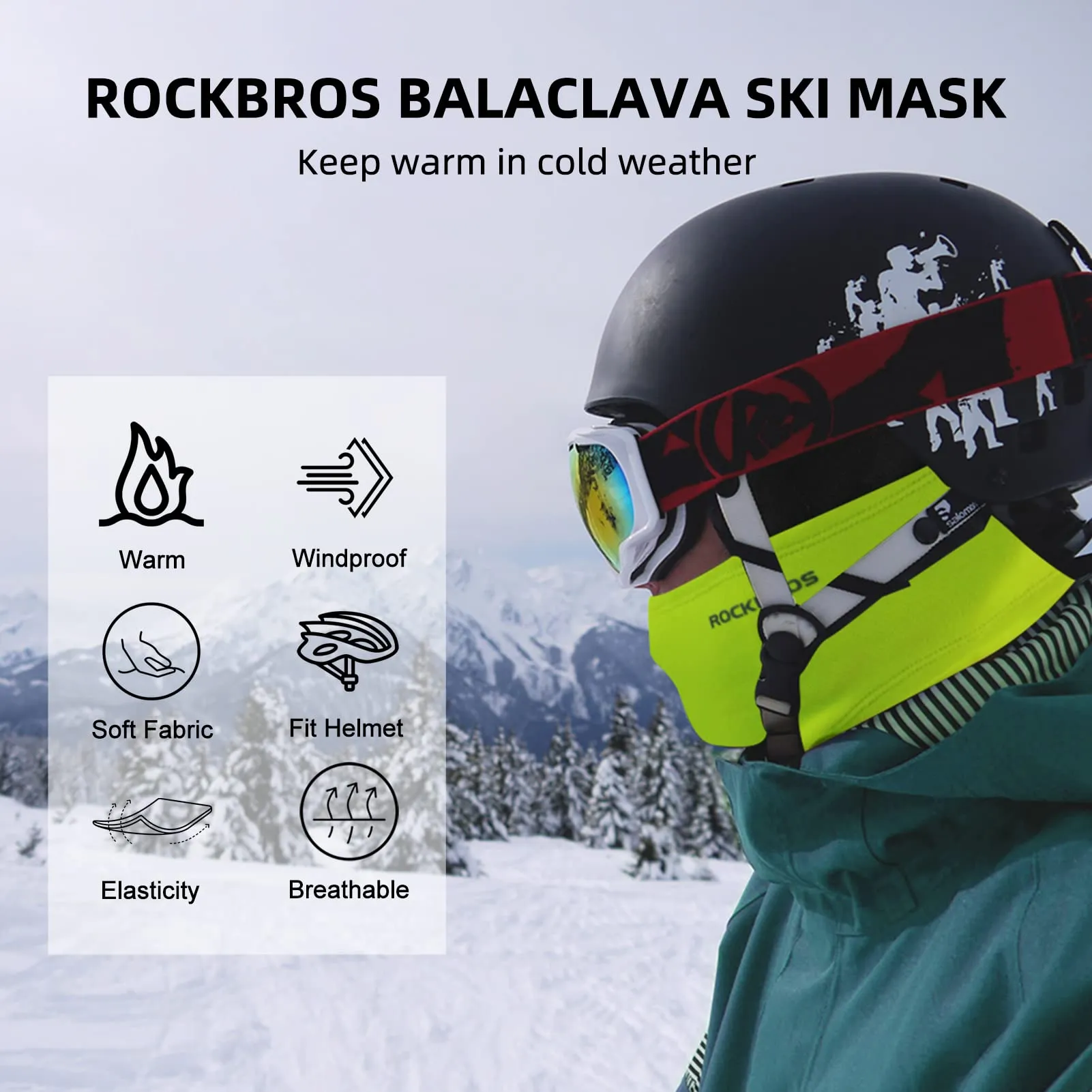 ROCKBROS Cold Weather Windproof Thermal Winter Balaclava Ski Mask Neck Warmer Hood