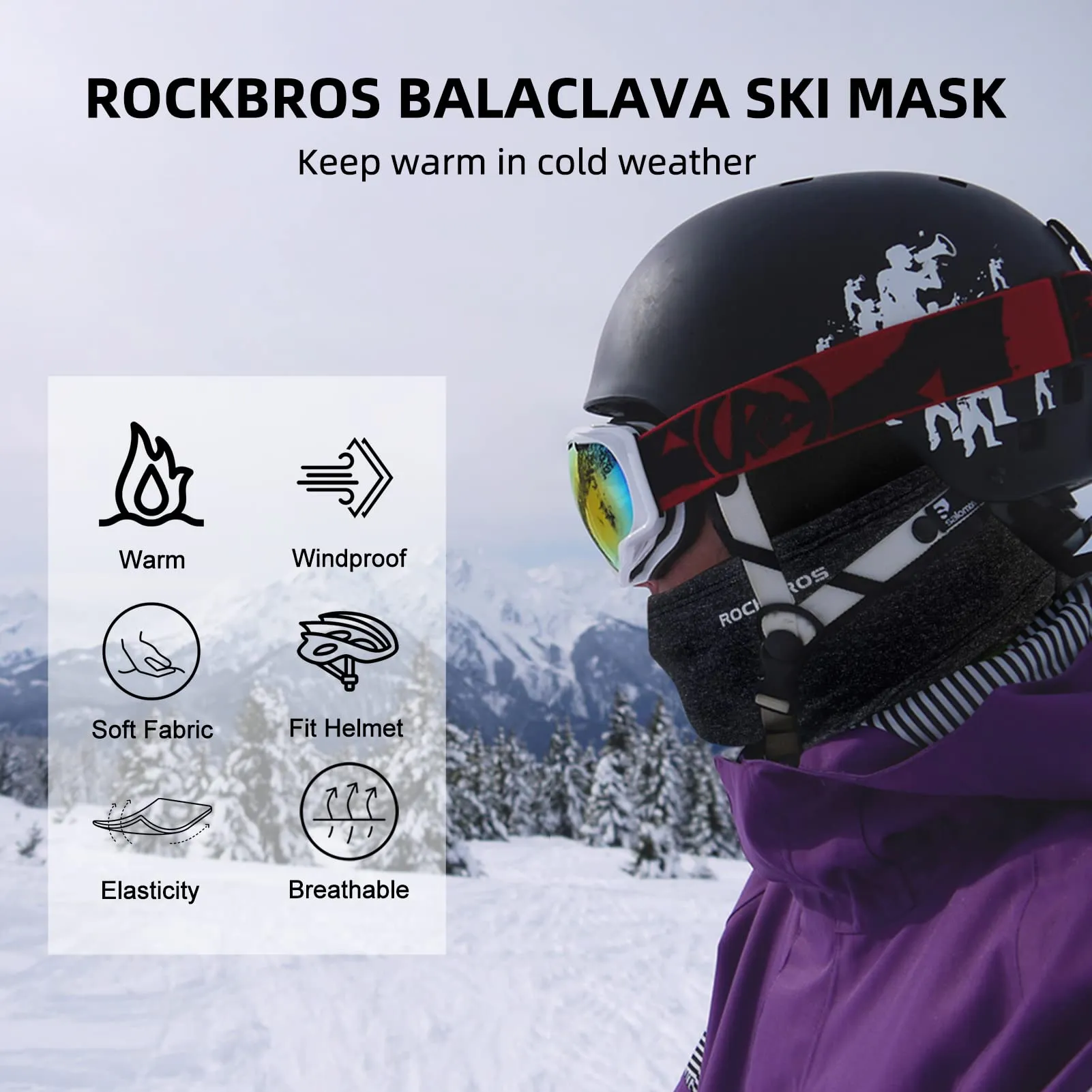 ROCKBROS Cold Weather Windproof Thermal Winter Balaclava Ski Mask Neck Warmer Hood