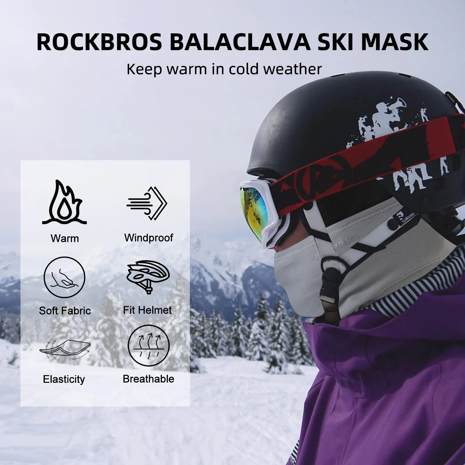 ROCKBROS Cold Weather Windproof Thermal Winter Balaclava Ski Mask Neck Warmer Hood