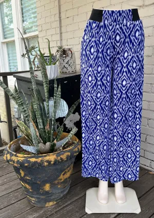 Royal Blue & White Palazzo Pants