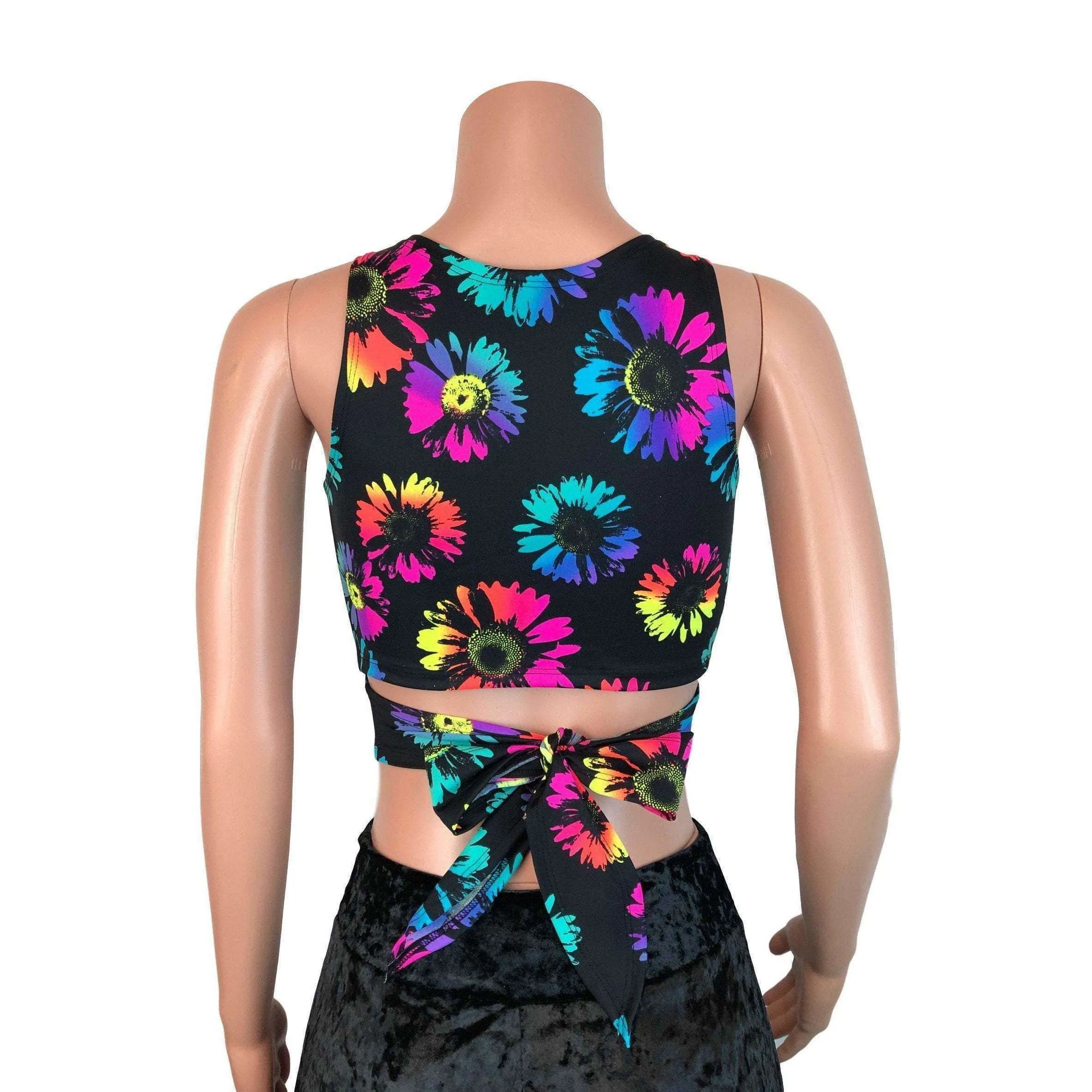 SALE - LARGE SLEEVELESS ONLY - Crop Wrap Top - Electric Daisy