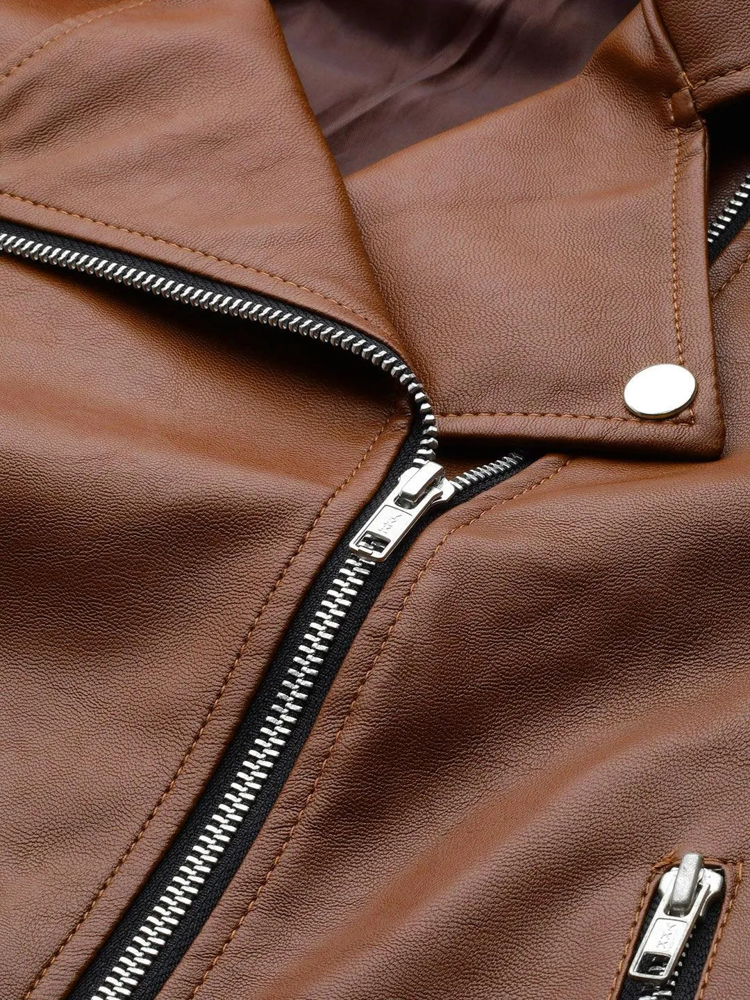 Shop Women Brown Lightweight Biker Jacket Online | QAWACH