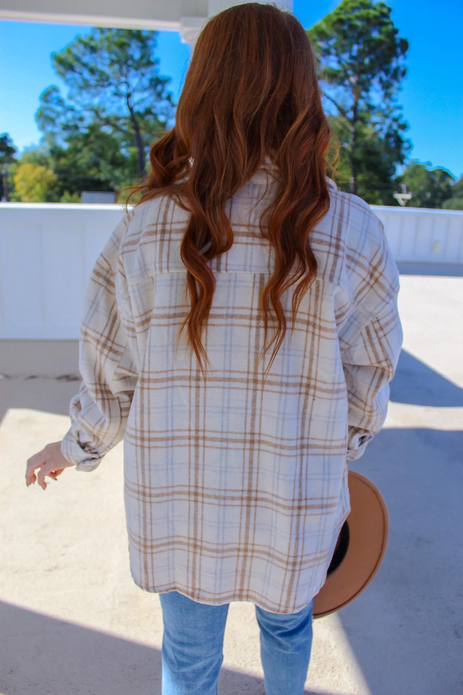 Skylyn Oversized Plaid Shacket- Cream