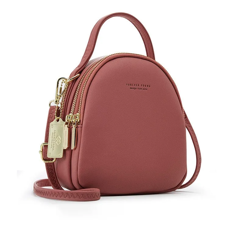 Soft Leather Crossbody Bag with Big Capacity and 3 Layers