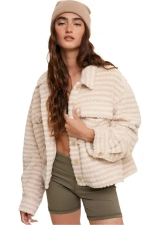 Soft Plaid Striped Fleece Shacket