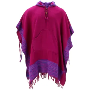 Soft Vegan Wool Hooded Tibet Poncho - Plum Purple